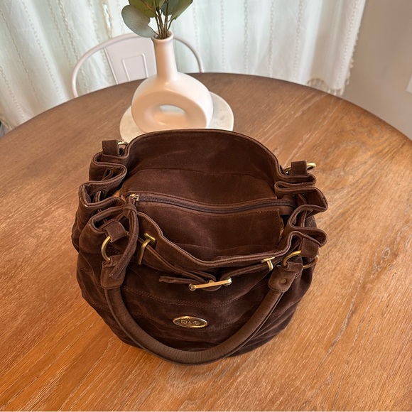 Vintage D&G Dolce & Gabbana Chocolate Brown Suede Bucket Shoulder Bag - Picture 5 of 8